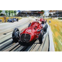 Shan Amrohvi, Oil on Canvas, 24 x 36 inch, Vintage Car painting, AC-SA-063